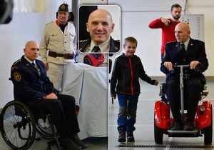 Libor Bohdanecký prodělal během výcviku vážné poranění páteře a skončil na invalidním vozíčku. V sobotu obdržel speciální segway vozík.