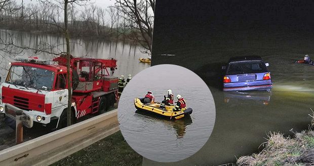 Teprve v zácviku a hned u akce. Hasiči tahali z rybníka auto, které spatřili při zajíždění nové cisterny