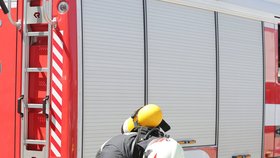 Požární cvičení hasičů v Temelíně