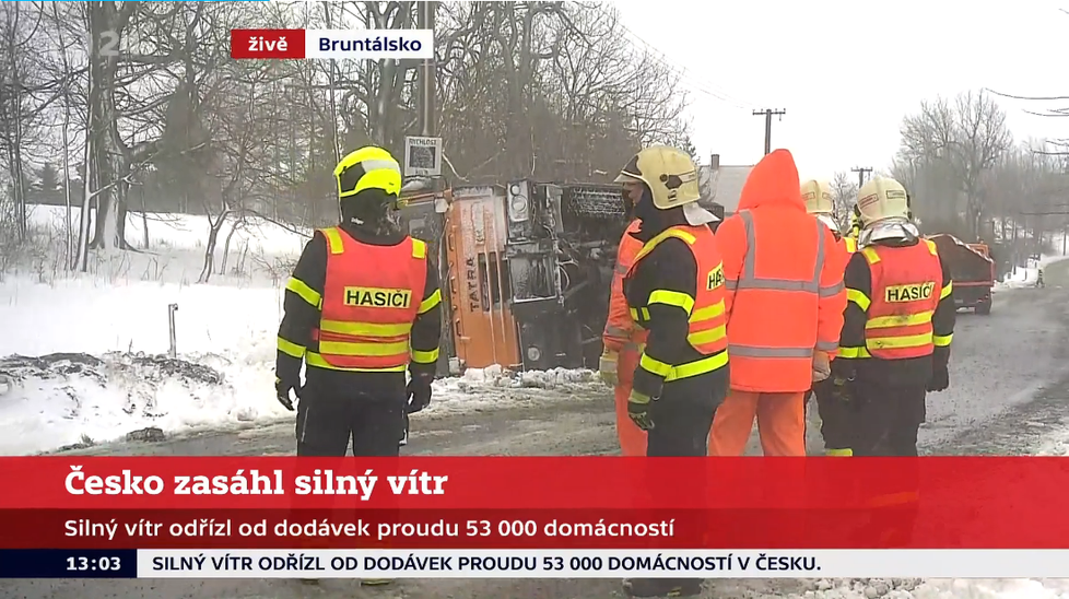 Silný vítr v Česku způsoboval nehody