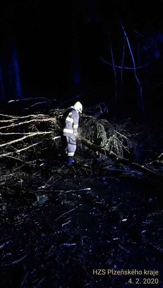 Hasiči na Klatovsku a Domažlicku odstraňovali popadané stromy.