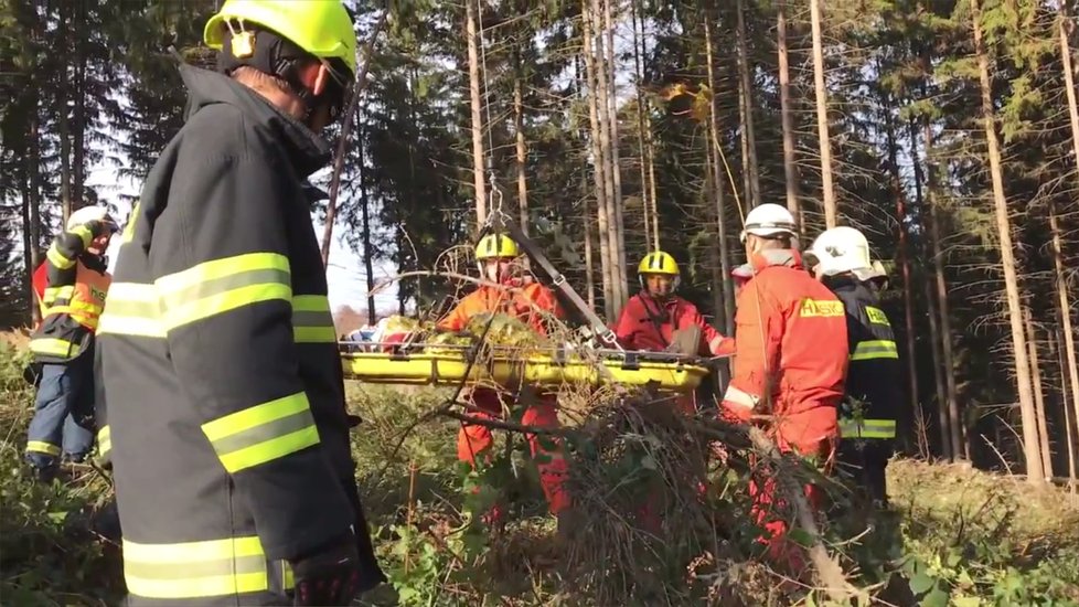 Mladého muže zavalil strom u Křetína na Boskovicku. Vrtulník nedokázal v nepřístupném terénu přistát.