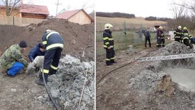 Pejsek uvízl v jámě na vápno: Ven mu pomohli hasiči, druhého už nezachránili