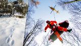 Žena na Šumpersku spadla z vysokého srázu, hasiči ji našli jen díky stopám ve sněhu 