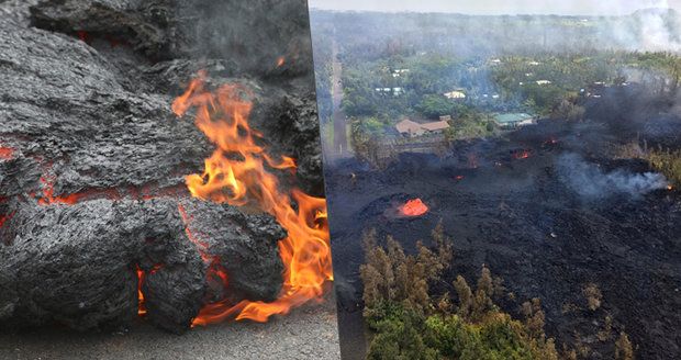 Turistický ráj ničí sopka: Láva válcuje na Havaji domy, lidé v panice prchají