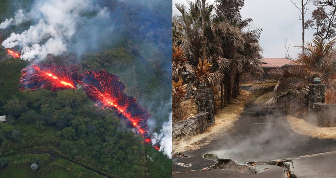 Geologové varovali před další explozí havajské sopky Kilauea, vinou zemětřesení se na ostrově otevřely trhliny (14. 05. 2018).