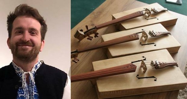 Martin vyrábí hranaté housle, kvůli píšťalkám klepe v lese do stromů