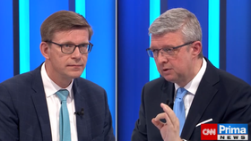 Ministr dopravy Martin Kupka (ODS) a exministr dopravy, průmyslu a obchodu Karel Havlíček (ANO) v pořadu Partie na TV Prima (3.4.2022)