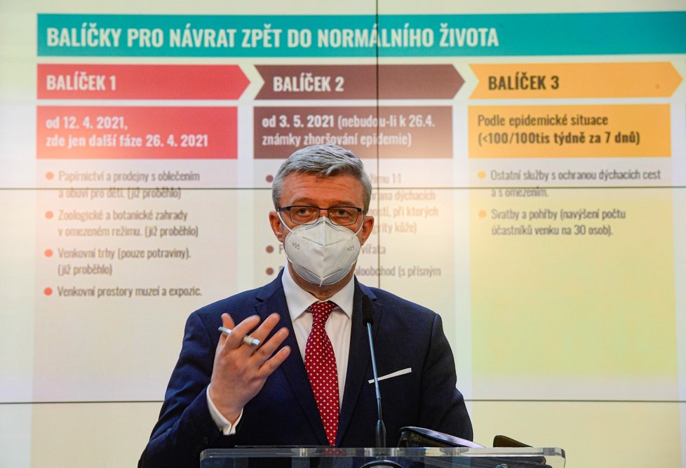 Vicepremiér Karel Havlíček (za ANO) na tiskové konferenci po jednání vlády (22. 4. 2021)