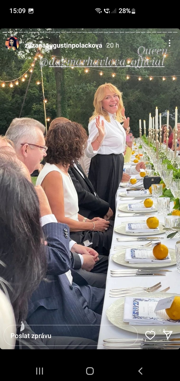 Dagmar Havlová na fotce, kterou zveřejnila Zuzana Augustin Poláčková