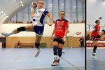 Barbora Olšová a Laura Víchová (v bílomodrém) hrávaly dřív házenou za Veselí nad Moravou. Nyní v dresu Hodonína budou opět hrávat ve veselské sportovní hale.