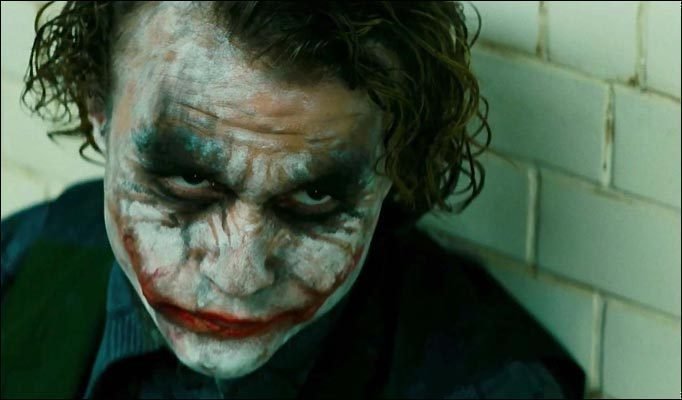 Heath Ledger jako Joker ve filmu Temný rytíř