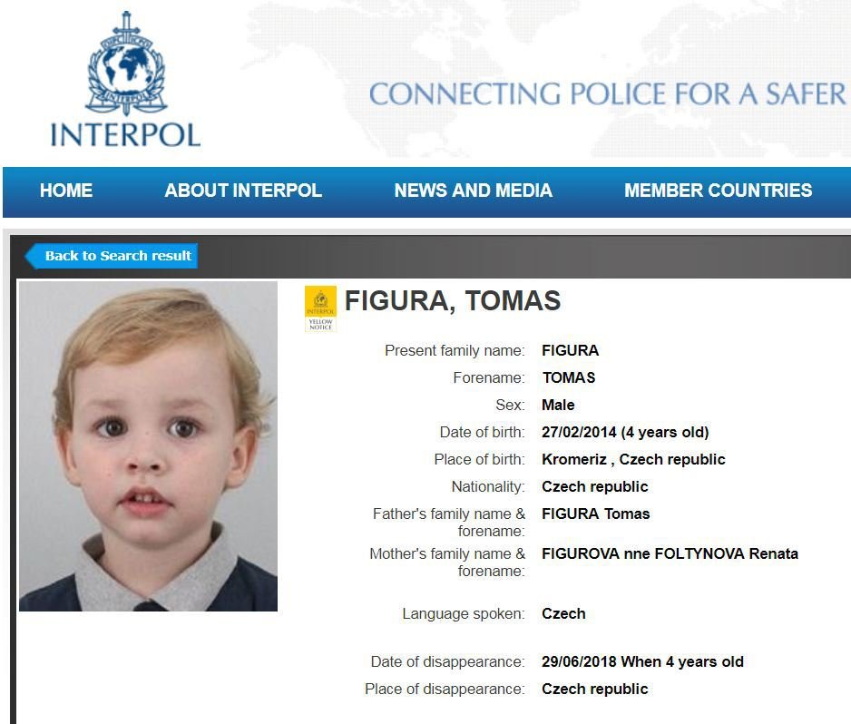 Malý Tomášek je v databázi pohřešovaných dětí.