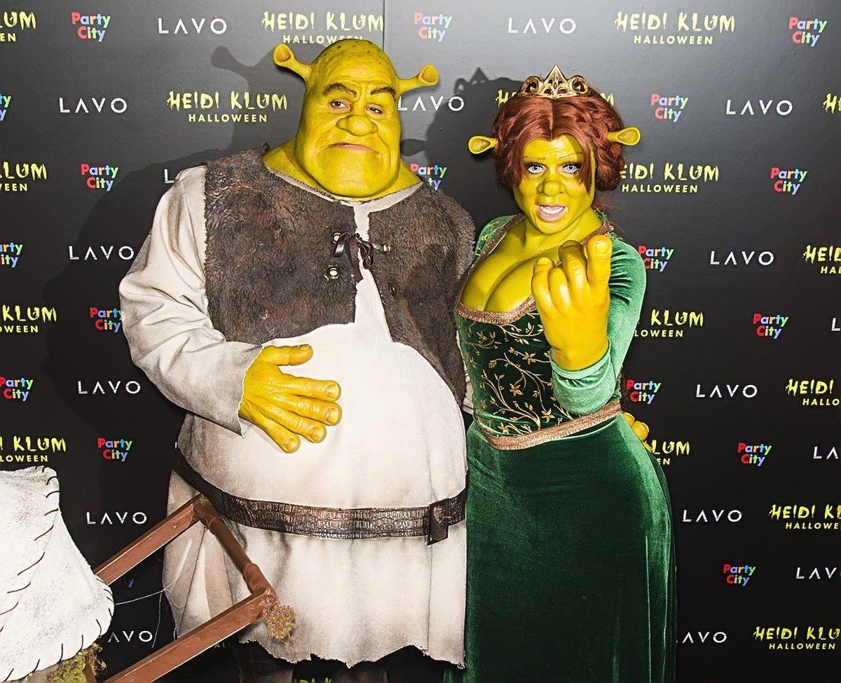 Heidi Klum a její přítel Tom Kaulitz jako Fiona a Shrek (2018)