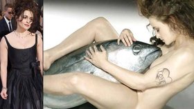 Helena Bonham Carter ukázala nahé tělo! Objala přitom velkou rybu!