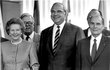 Helmut Kohl na sumitu Evropského společenství v roce 1988 společně s britskou premiérkou Margaret Thatcherovou a francouzským prezidentem Francois Mitterandem