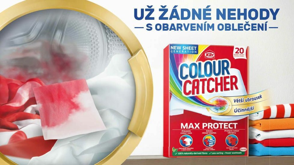 Vyzkoušejte nové prací ubrousky Colour Catcher Max Protext od značky K2r