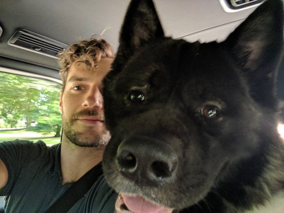 Henry Cavill s pejskem Kalem