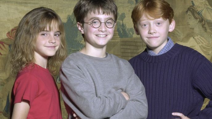 Hermiona, Harry a Ron. Filmoví kouzelníci ještě jako děti.