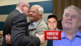 Lidovecký ministr kultury Herman líbající svého strýce Bradyho a prezident Zeman v komentáři Petra Holce