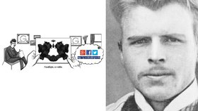 Psychiatr Hermann Rorschach na Google doodle: Sdílejte na sociálních sítích, co vidíte!