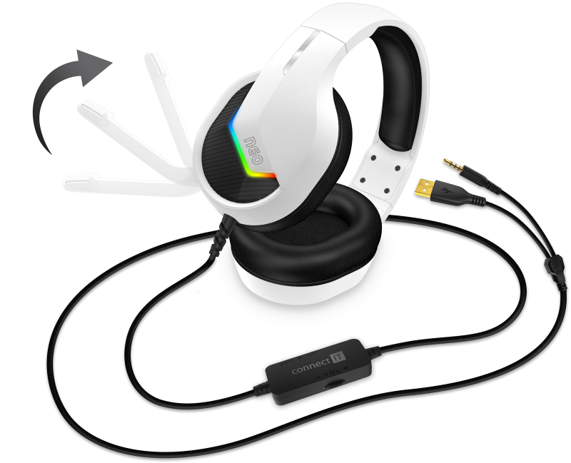 Herní sluchátka ConnectIT Neo White nabízející víc, než by se podle jejich ceny mohlo zdát