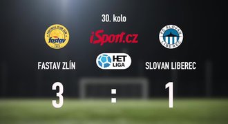 SESTŘIH: Zlín - Liberec 3:1. Holoubek skončil prohrou, Beauguel zazářil hattrickem