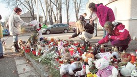 K místu tragické nehody, kde vyhasly životy dvou malých brášků, nosí lidé květiny a plyšáky