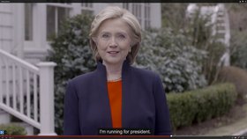 Záběr z webu Hillary Clinton, oznamují, že bude kandidovat