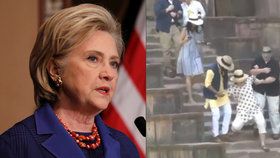 Hillary Clintonová v Indii upadla na schodech a poranila si ruku.