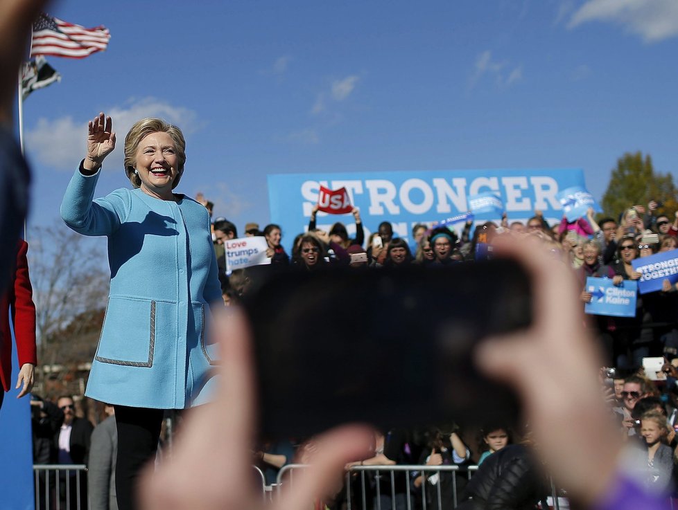 Demokratická kandidátka Hillary Clintonová během své kampaně ve státu New Hampshire