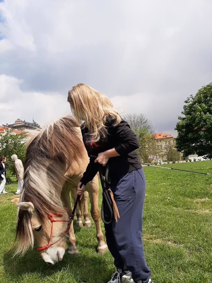 Hipoterapie v nemocnici Milosrdných sester sv. Karla Boromejského.