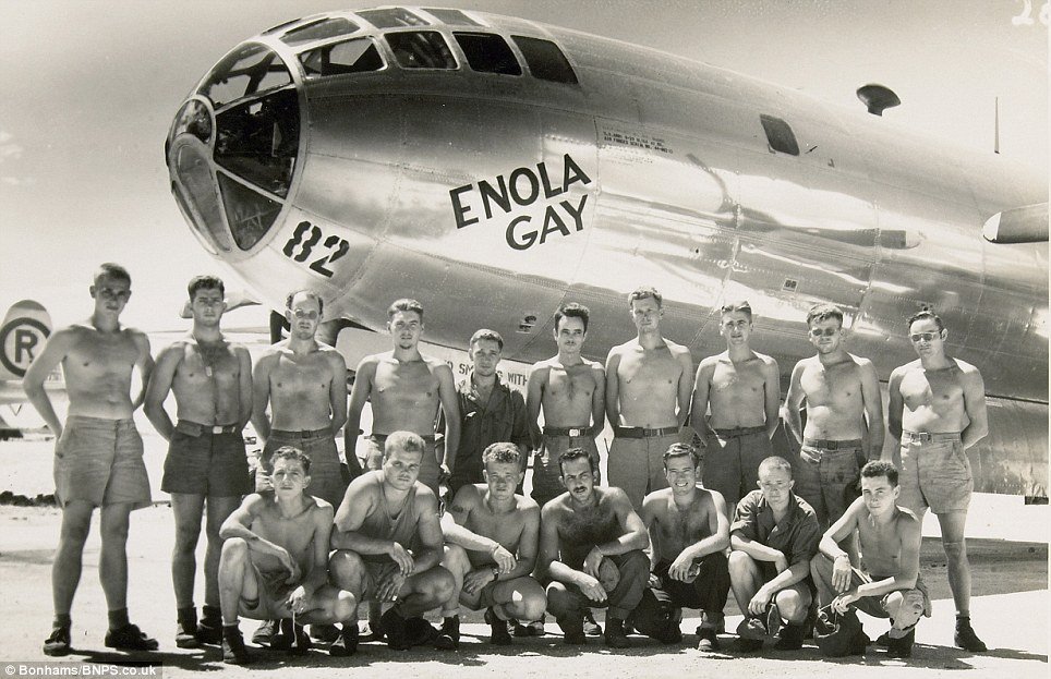 Americký bombardér B-29 Superfortress, který 6. srpna 1945 ráno v 8:15 shodil na Hirošimu atomovou bombu.