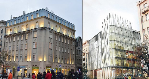 Na místě pražského domu na rohu Václavského náměstí a Opletalovy ulice má vyrůst moderní prosklená budova