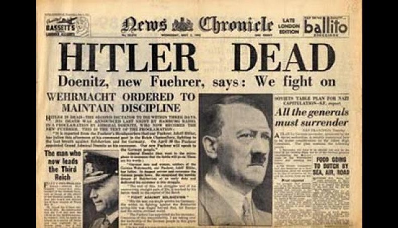 Zpráva o Hitlerově smrti byla ve všech novinách