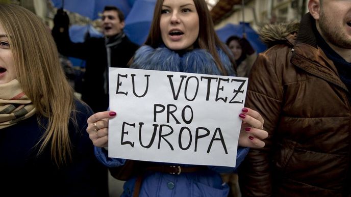 "Hlasují pro Evropu": demonstrace moldavských studentů
