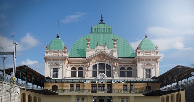 Vizualizace nově opravené budovy plzeňského hlavního vlakového nádraží.