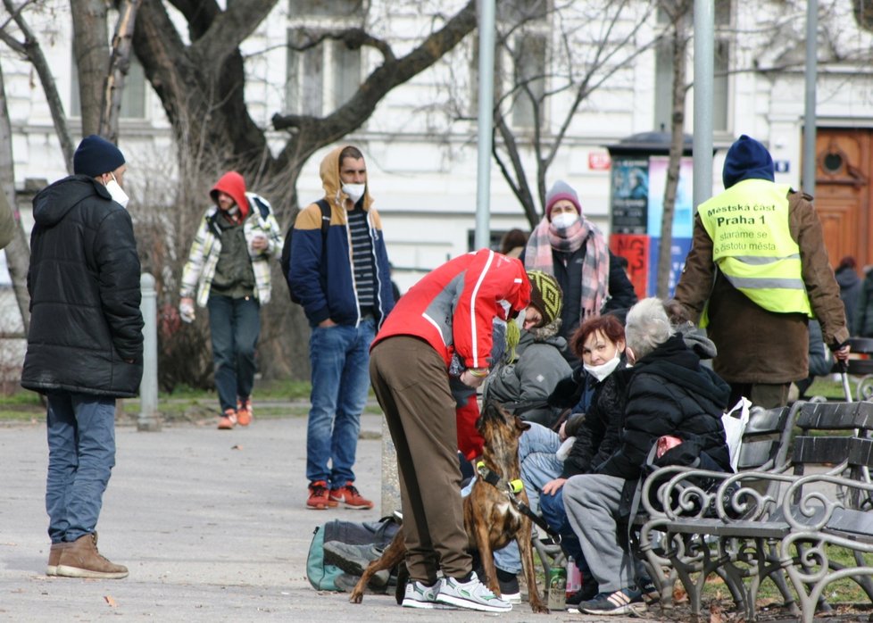 Skupinka lidí bez domova ve Vrchlického sadech nedaleko Hlavního nádraží. Místo s nevalnou pověstí se také často nazývá &#34;Sherwood&#34;.