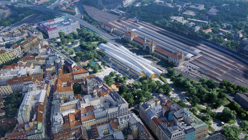 Na 2. místě mezinárodního soutěže o podobu hlavního nádraží se umístil návrh Miralles Tagliabue – EMBT (ES) OCA Architects (ES, CZ).
