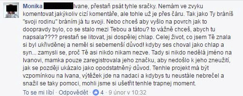 Reakce Liběniny dcery k příspěvku Ivana Hlinky ml.