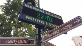 V Dlouhé třídě měří přístroj hladinu hluku. Praha 1 chce objektivní informace k tomu, nakolik hluční opilí turisté skutečně jsou.