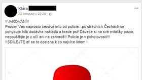 Po Facebooku se šíří nebezpečný hoax: Polská dodávka psy nekrade, tvrdí policie.