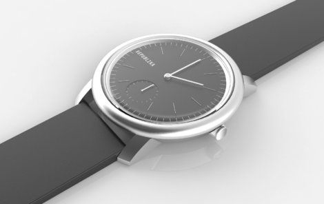 Vizualizace republikových hodinek ve stříbrném pouzdře s černým nabo bílým podkladem ciferníku.