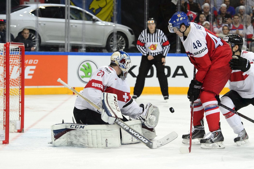 Čeští hokejisté se v závěrečném utkání základní skupiny utkali se Švýcarskem