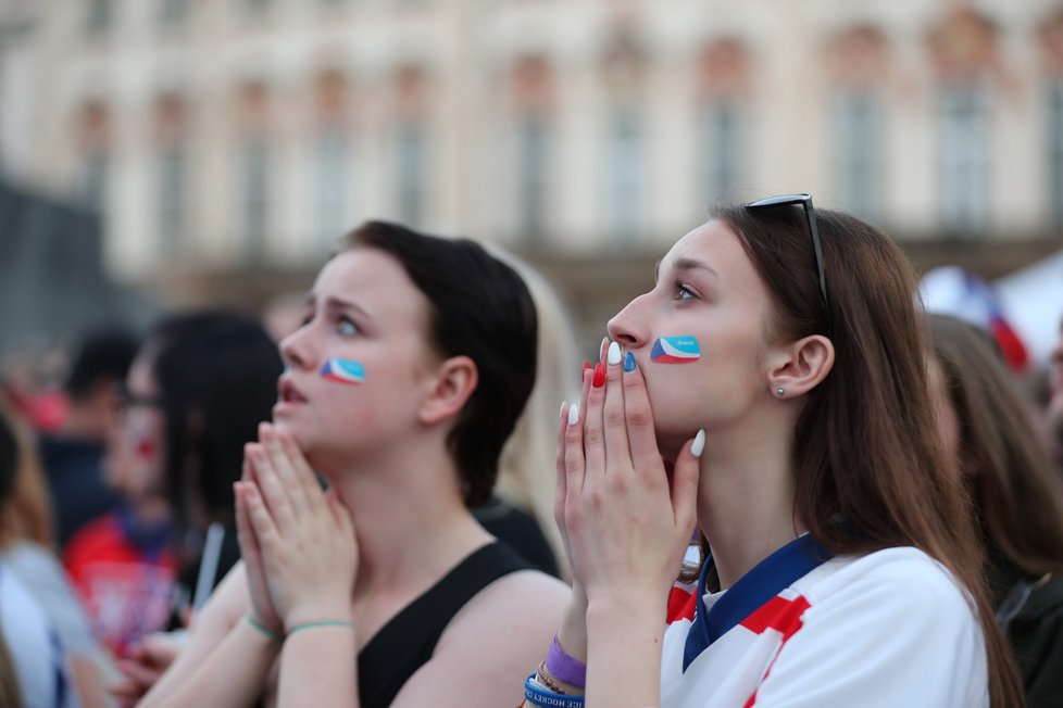 Češi fandili hokeji na Staroměstském náměstí v Praze