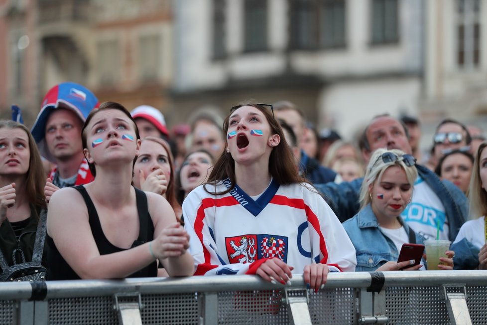 Češi fandili hokeji na Staroměstském náměstí v Praze