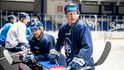 Trénink hokejistů Kladna pod vedením Radima Rulíka, do akce šly také hráči NHL Daniel Vladař a Radko Gudas
