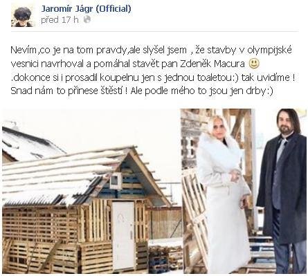 Takhle Jaromír Jágr své fanoušky informoval o tom, kdo asi mohl postavit olympijskou vesnici v Soči.