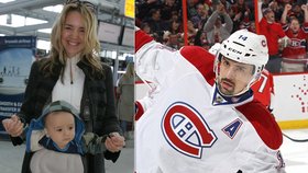 Žádný předvoj! Hokejista Tomáš Plekanec odletí do zámoří s manželkou Lucií Vondráčkovou i synkem Matyášem.