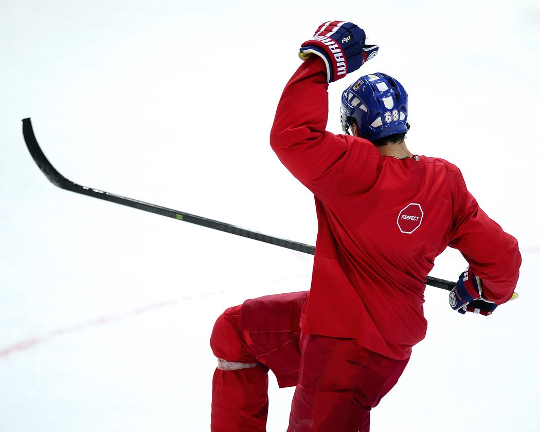 Jaromír Jágr při reprezentačním tréninku